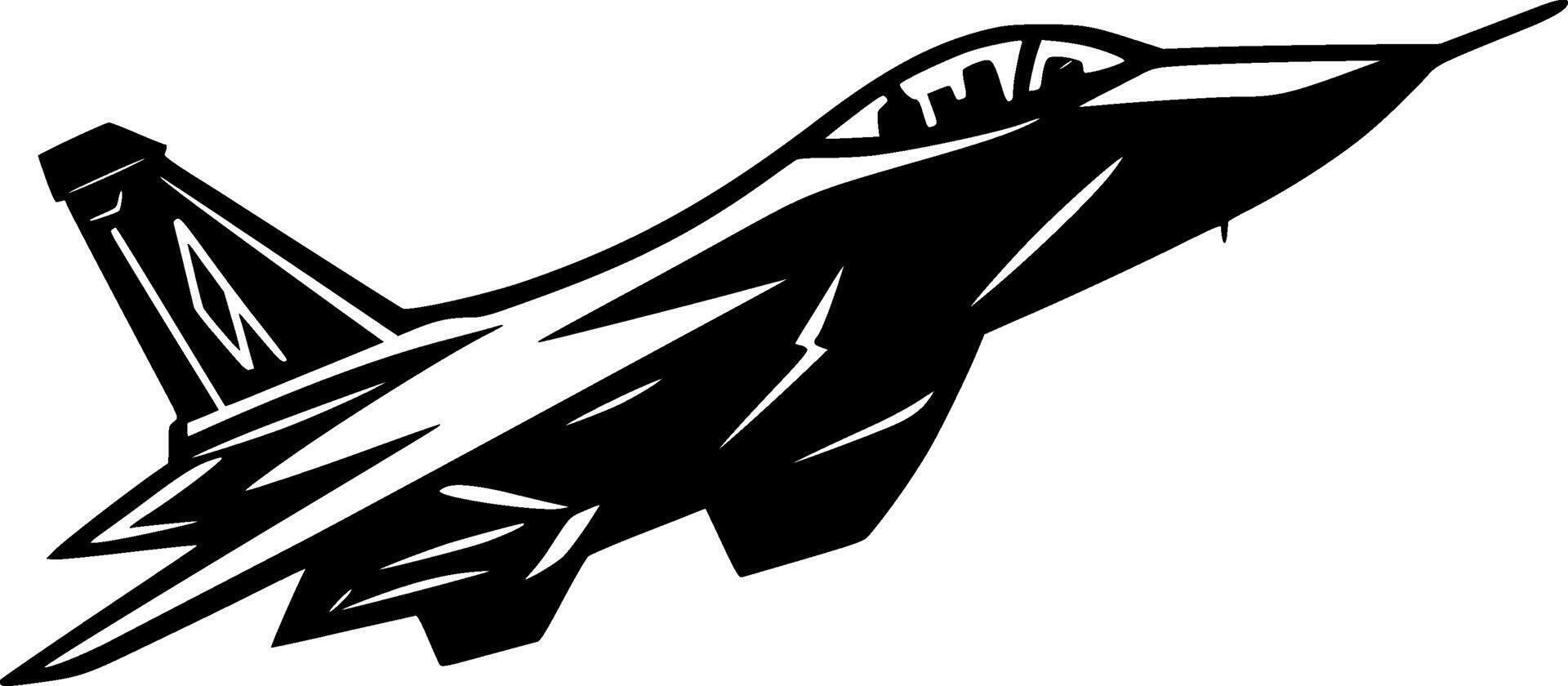 Fighter Jet, Black and White illustration vector