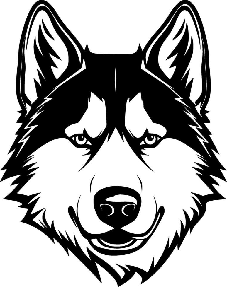 Siberian Husky, Black and White illustration vector