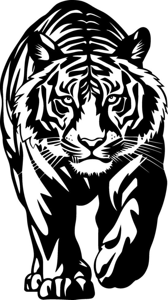 Tiger - Black and White Isolated Icon - illustration vector