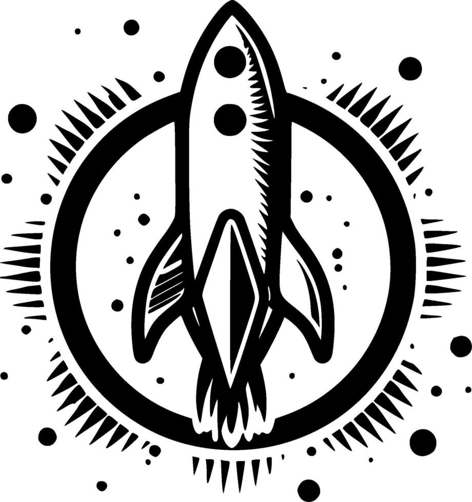 Rocket - Black and White Isolated Icon - illustration vector