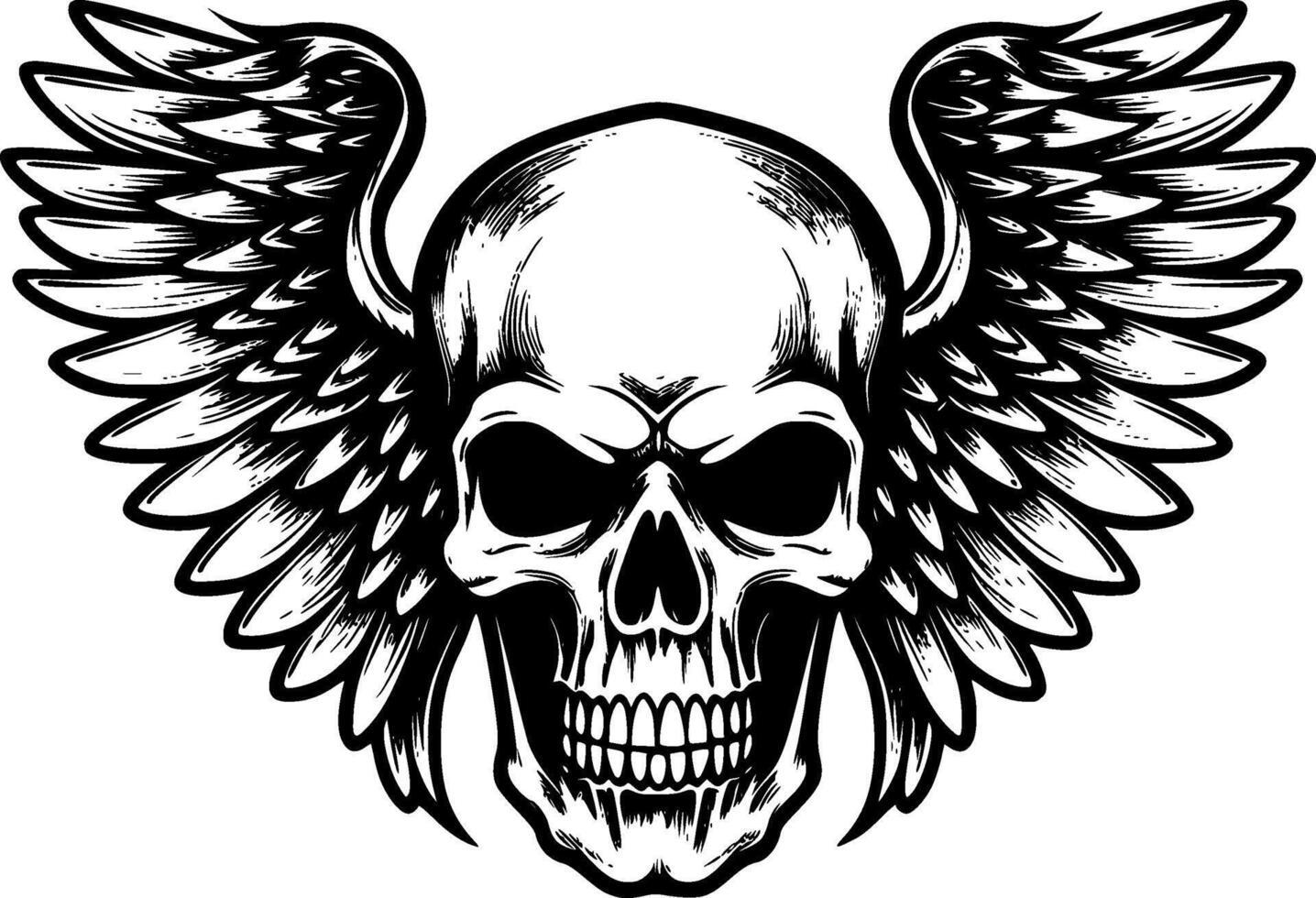 Skull With Wings - Minimalist and Flat Logo - illustration vector