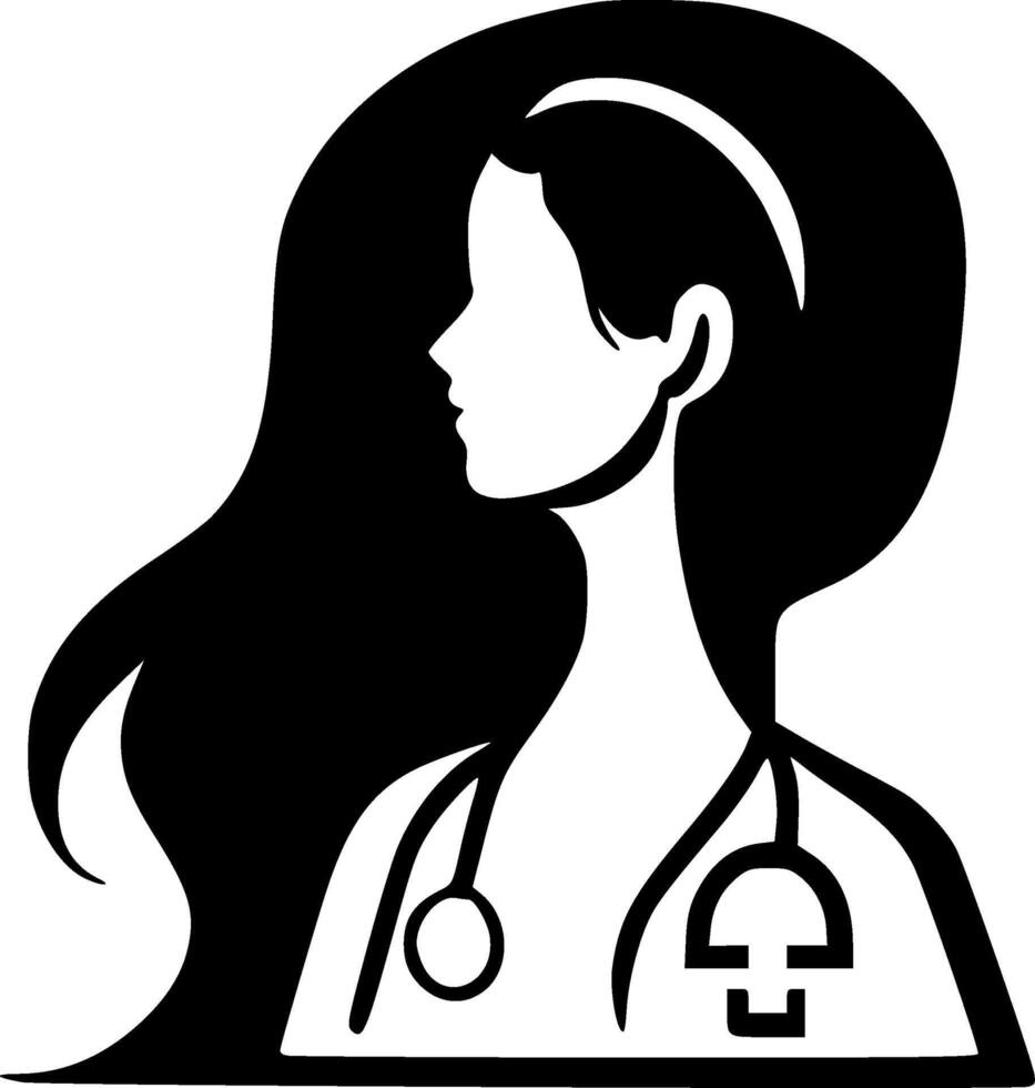 Nursing, Black and White illustration vector