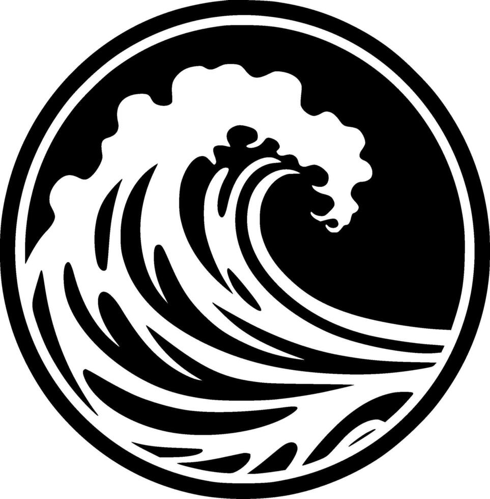 Wave - Black and White Isolated Icon - illustration vector