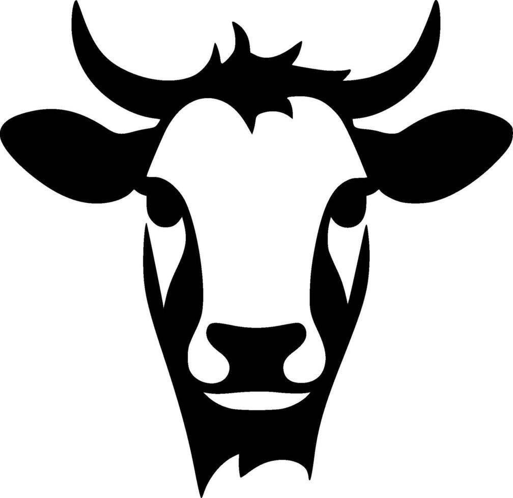 Cow - Black and White Isolated Icon - illustration vector