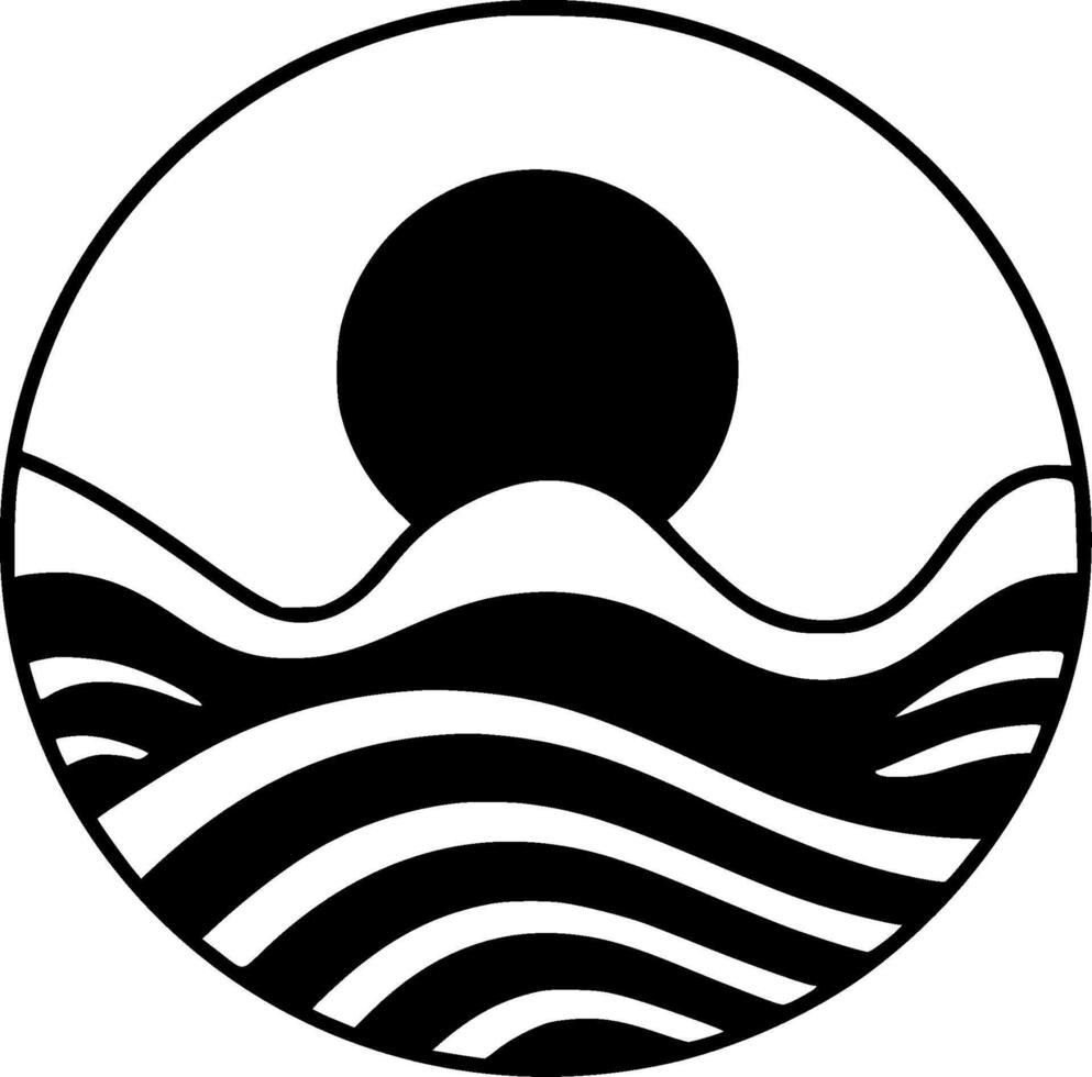 Ocean, Minimalist and Simple Silhouette - illustration vector