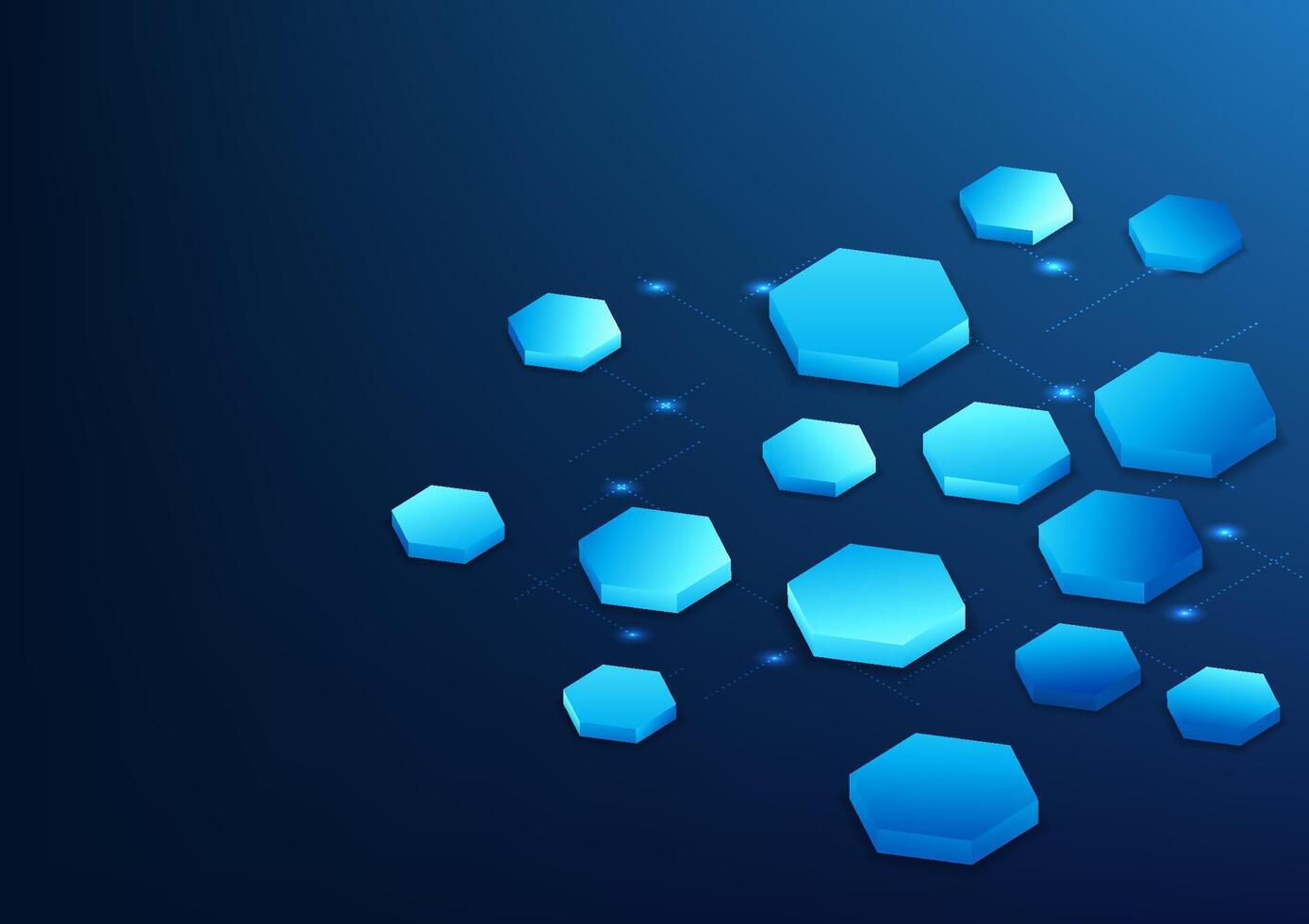 Abstract background technology hexagonal geometric shapes placed on digital lines of various sizes. technology wallpaper brochure poster vector