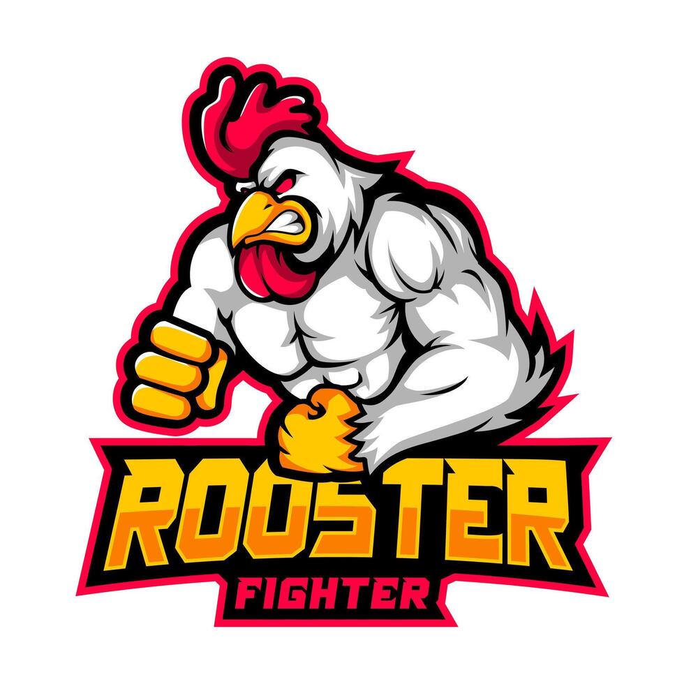 Rooster angry esport mascot logo design vector