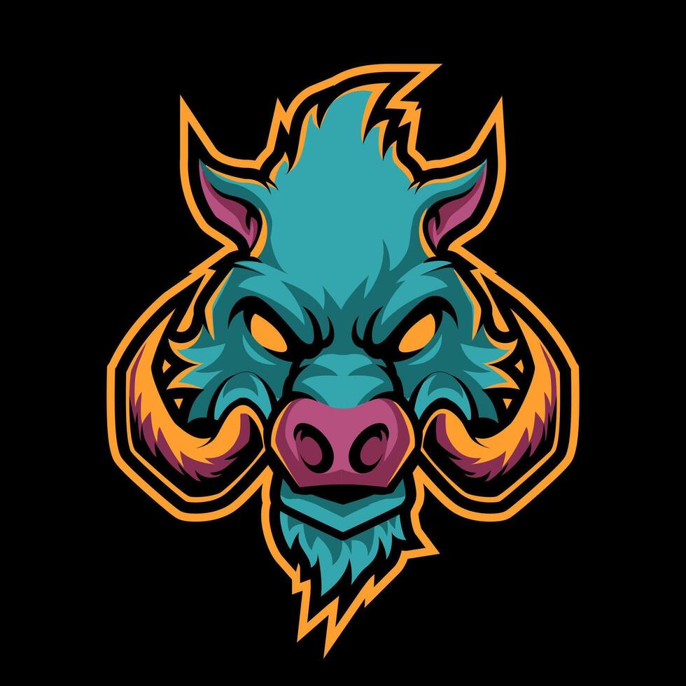 of angry wild boar head mascot vector