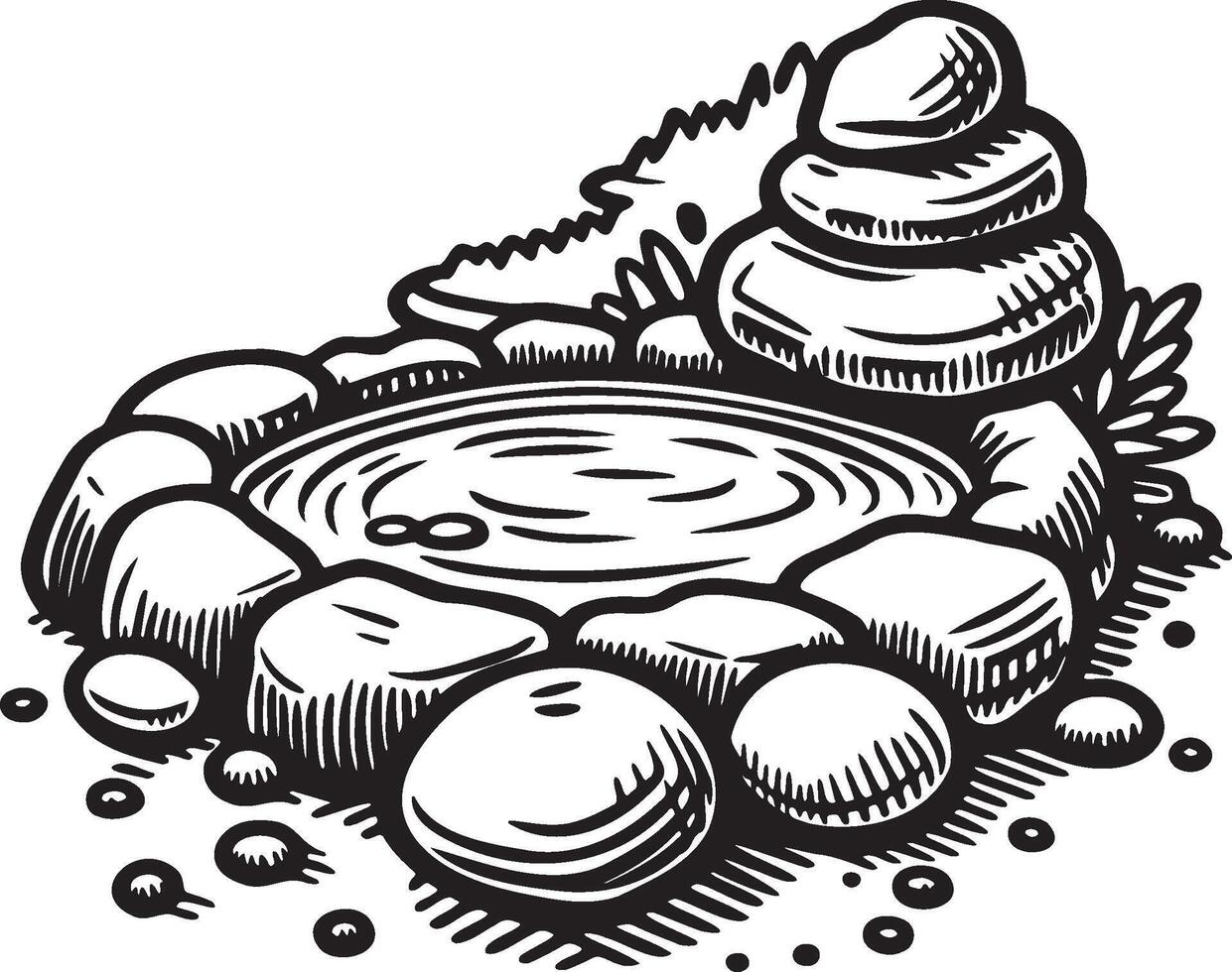 Onsen Pool Illustration. vector