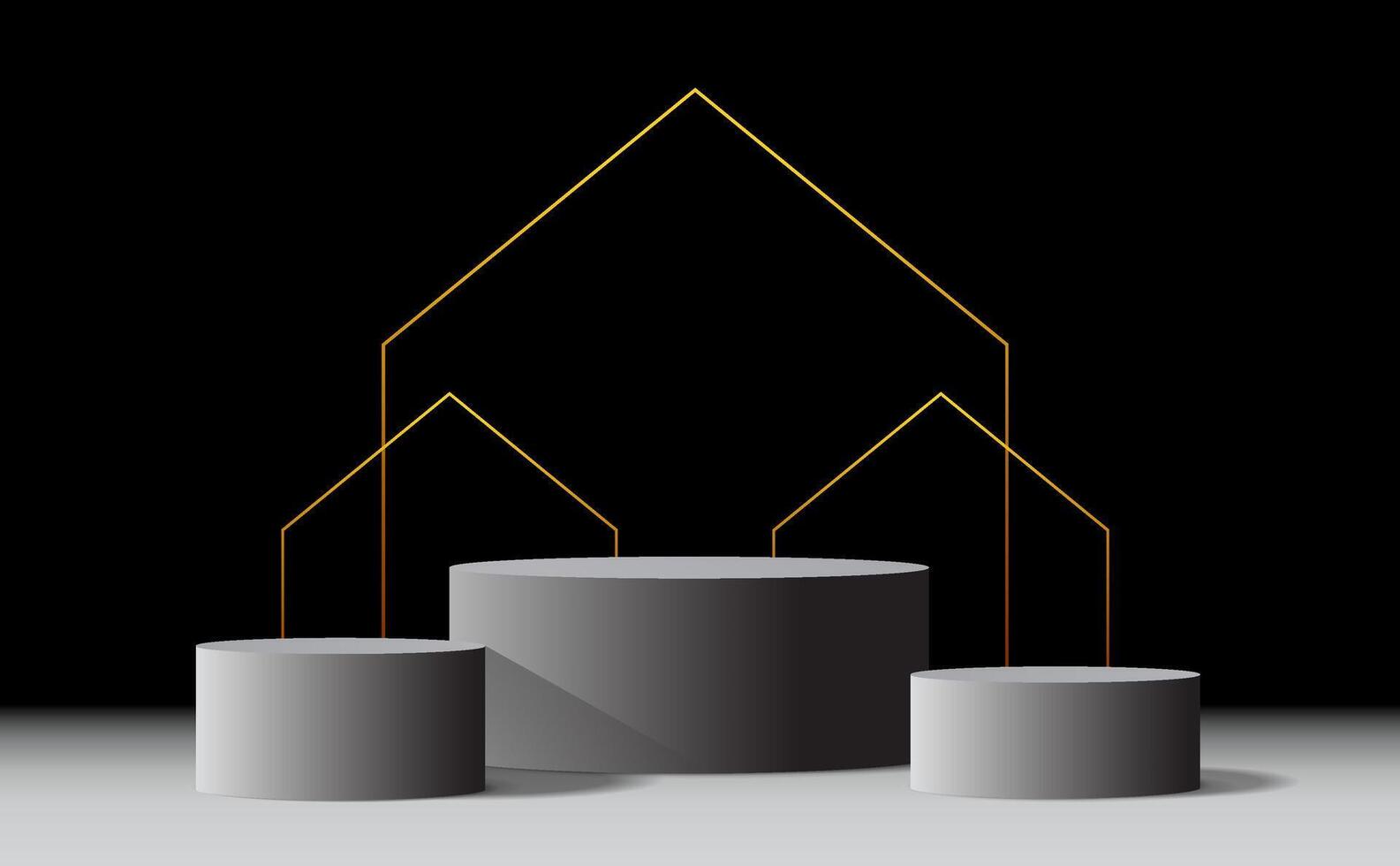 Black podium for product display mockup on black background. illustration vector
