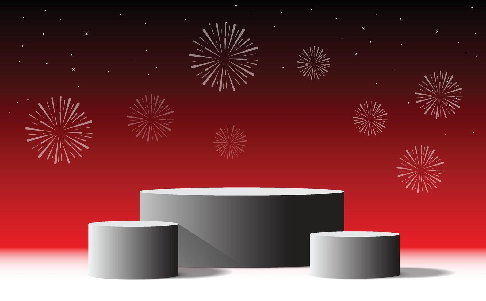 podium 3d with red background. stand to show 3d mock up products. Stage showcase on pedestal vector