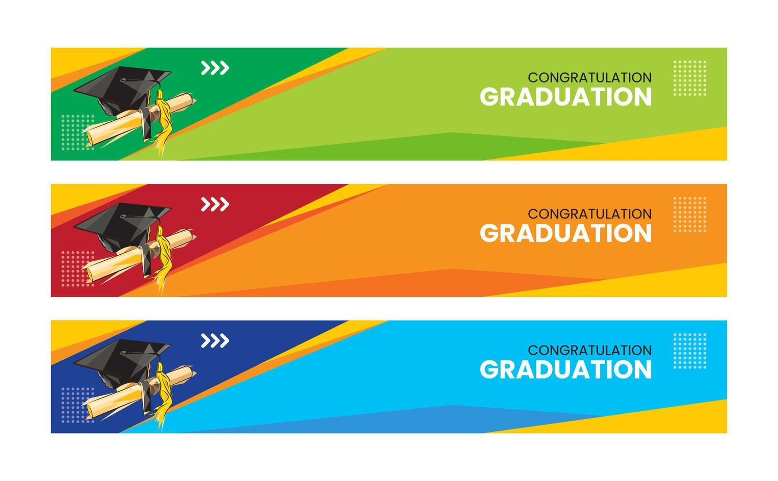 Happy graduation banner on harmonious colorful background. Abstract graduation toga hat. Banner vector