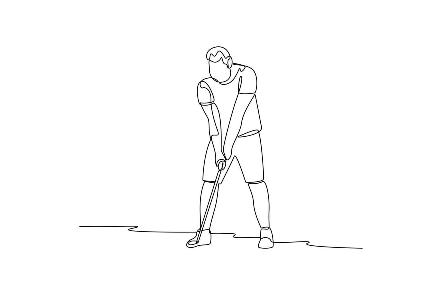 continuing line art person preparing to shoot a golf ball illustrator line art vector