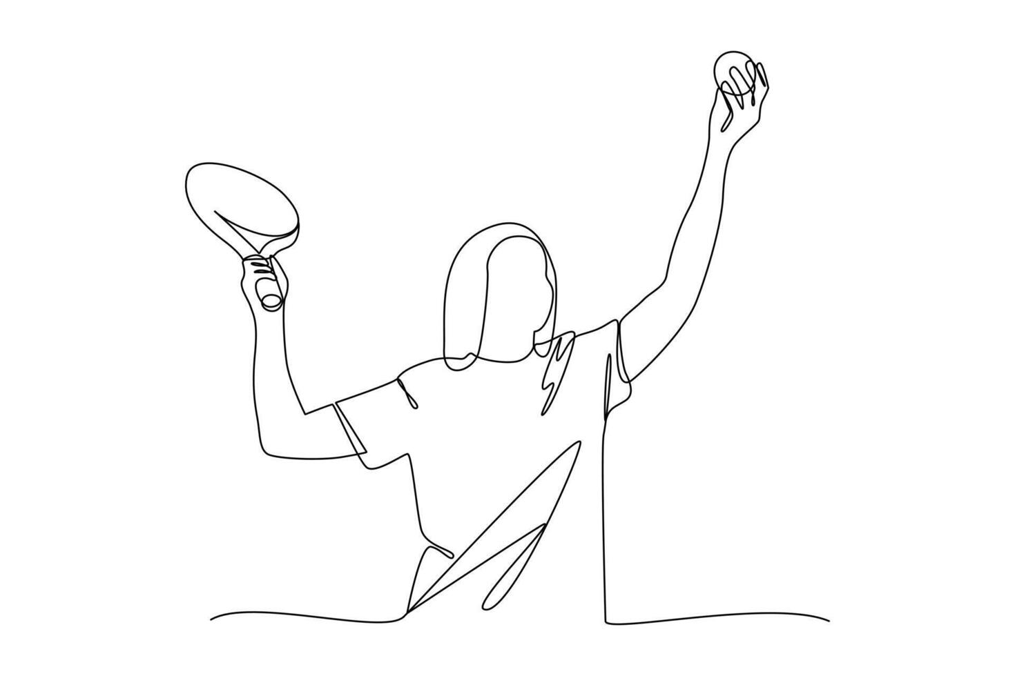 continues line art sport person preparing to hit a tennis ball illustrator line art vector