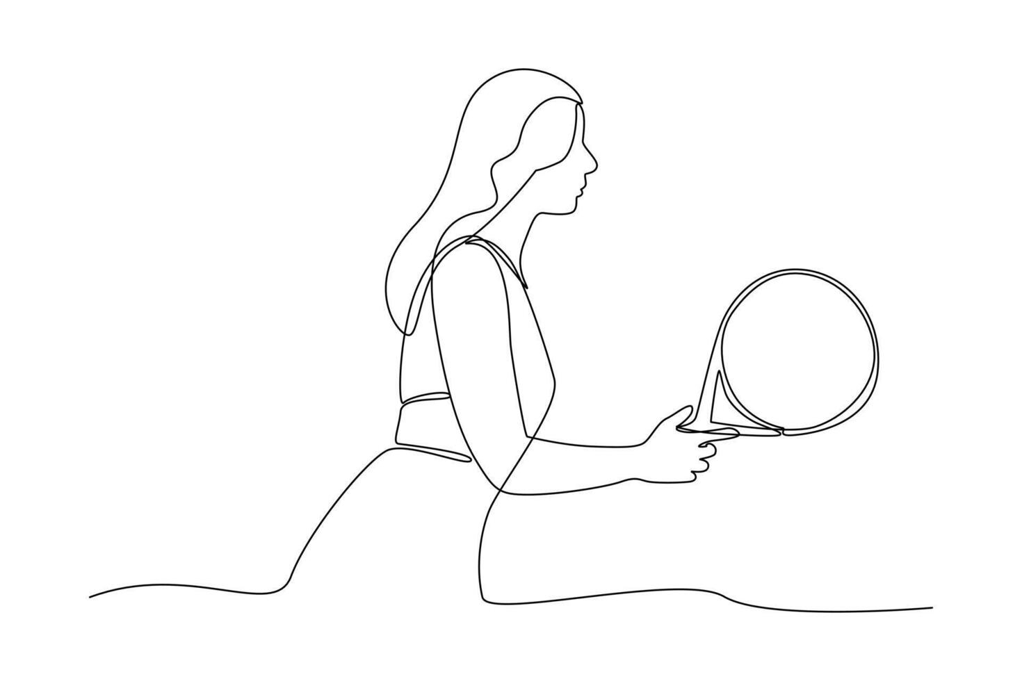 continues line art sport woman playing tennis illustrator art line vector