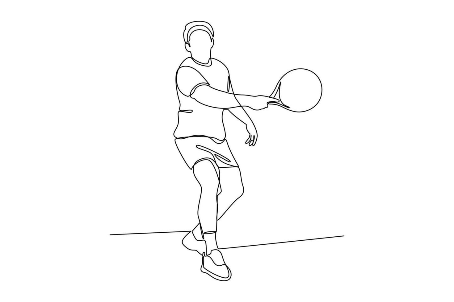continues line art sport playing tennis ball illustrator line art vector