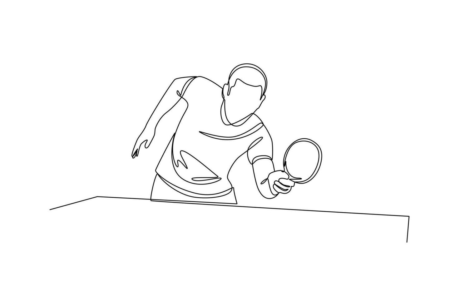 continues line art sports people playing ping pong ball illustrator line art vector