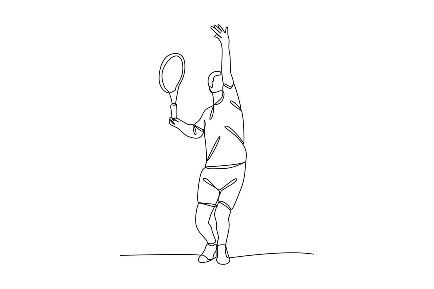 continues line art person preparing to take strongest shot in tennis illustrator line art vector