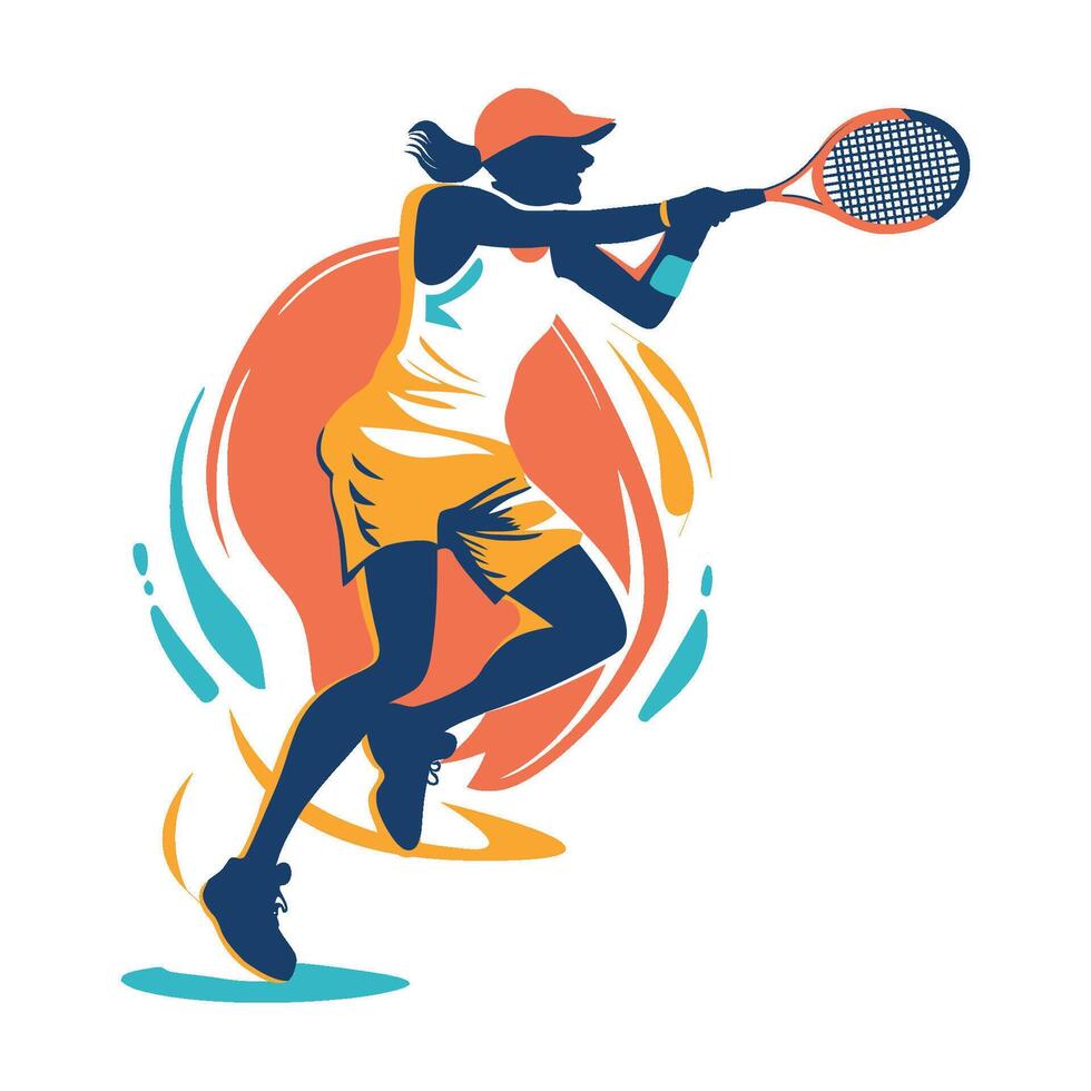 Illustration of a silhouette of a Tennis Player posing vector