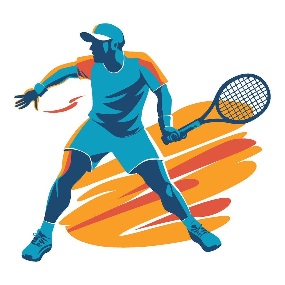 Illustration of a silhouette of a Tennis Player posing vector