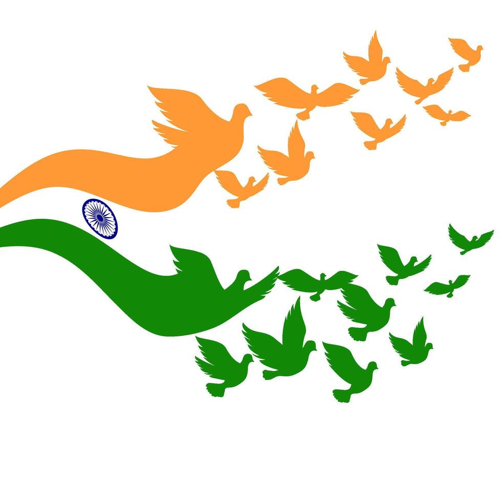 Abstract India flag with flying pigeon vector