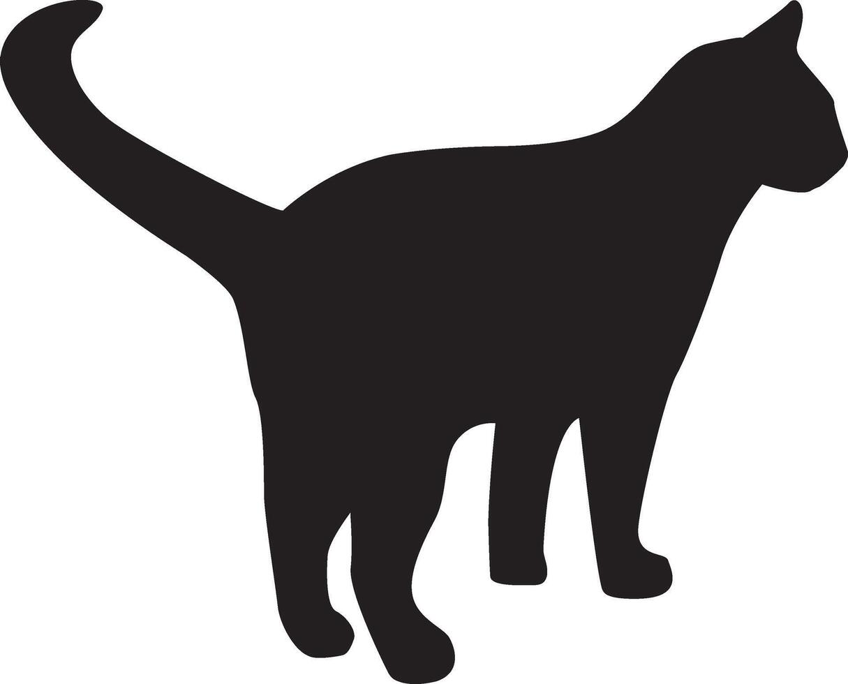cat silhouette, walking cat, stealthy side view, pet, animal cat. vector