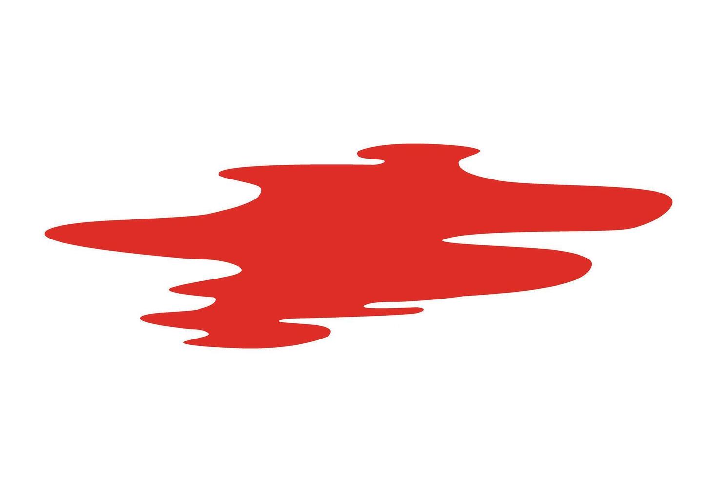 Blood puddle cartoon, red paint spill isolated vector
