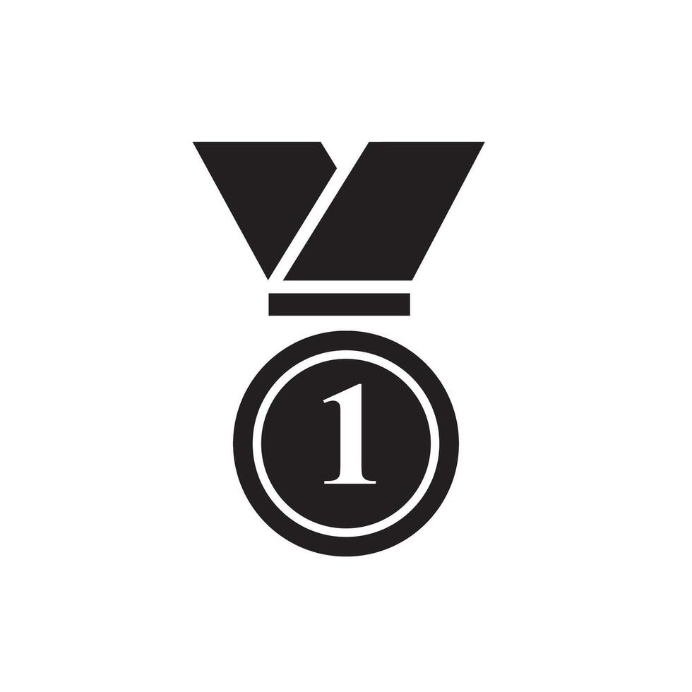 Medal icon with one number linear style isolated. First position award emblem icon design for web site and mobile app vector
