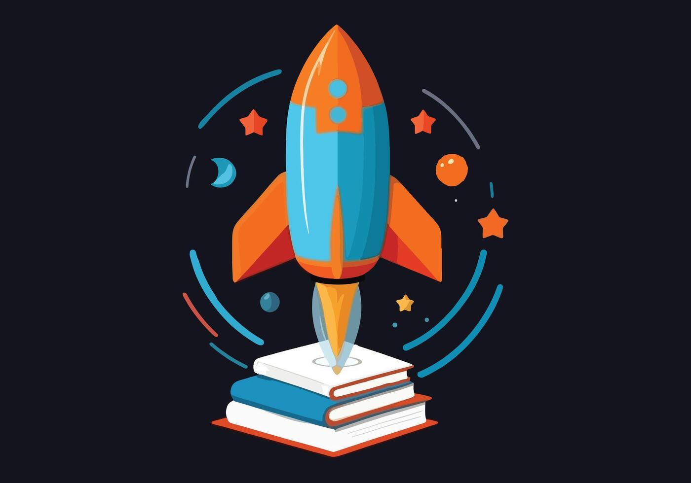 Illustration Design of Rocket and Book vector