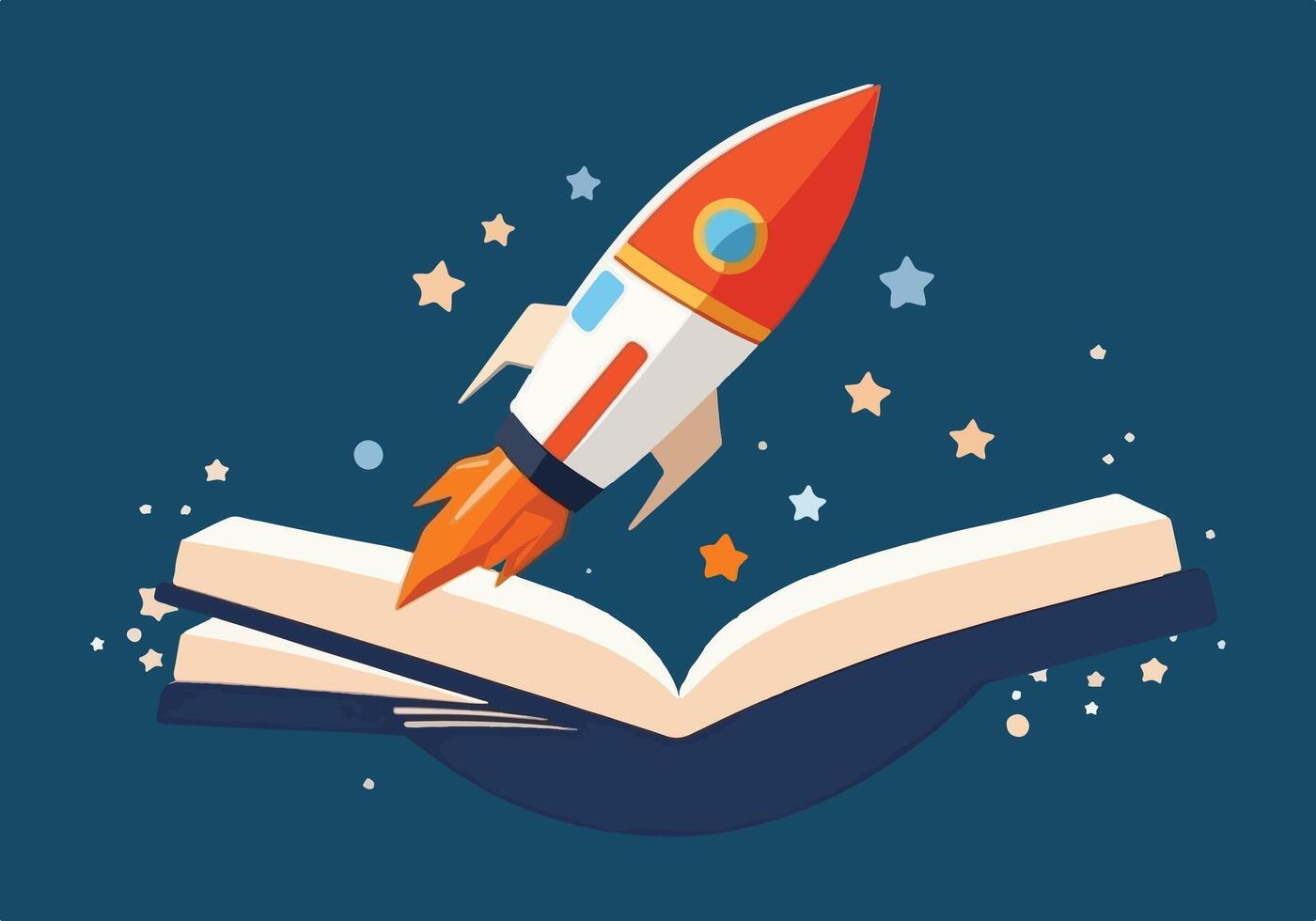 Illustration Design of Rocket and Book vector