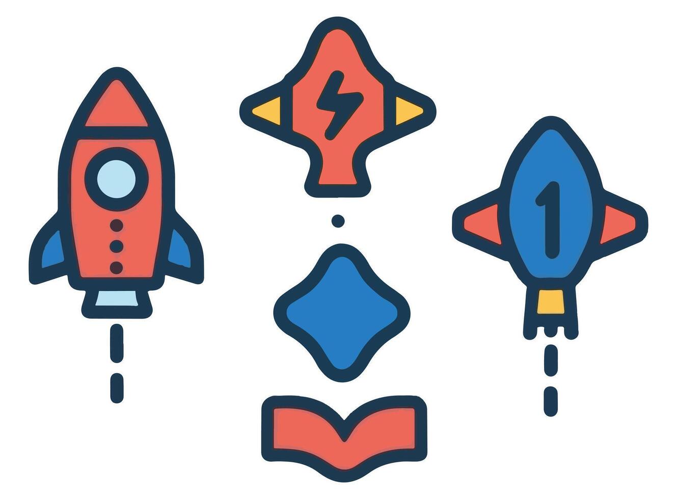Illustration Design of Rocket and Book vector