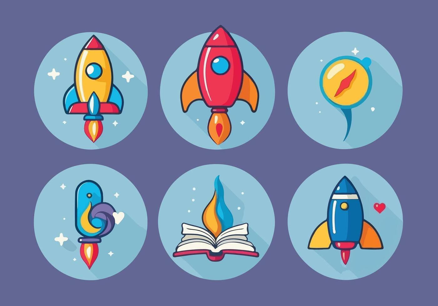 Illustration Design of Rocket and Book vector