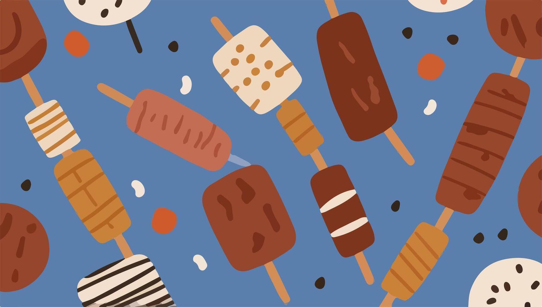 Assorted Skewers with Grilled Meats vector