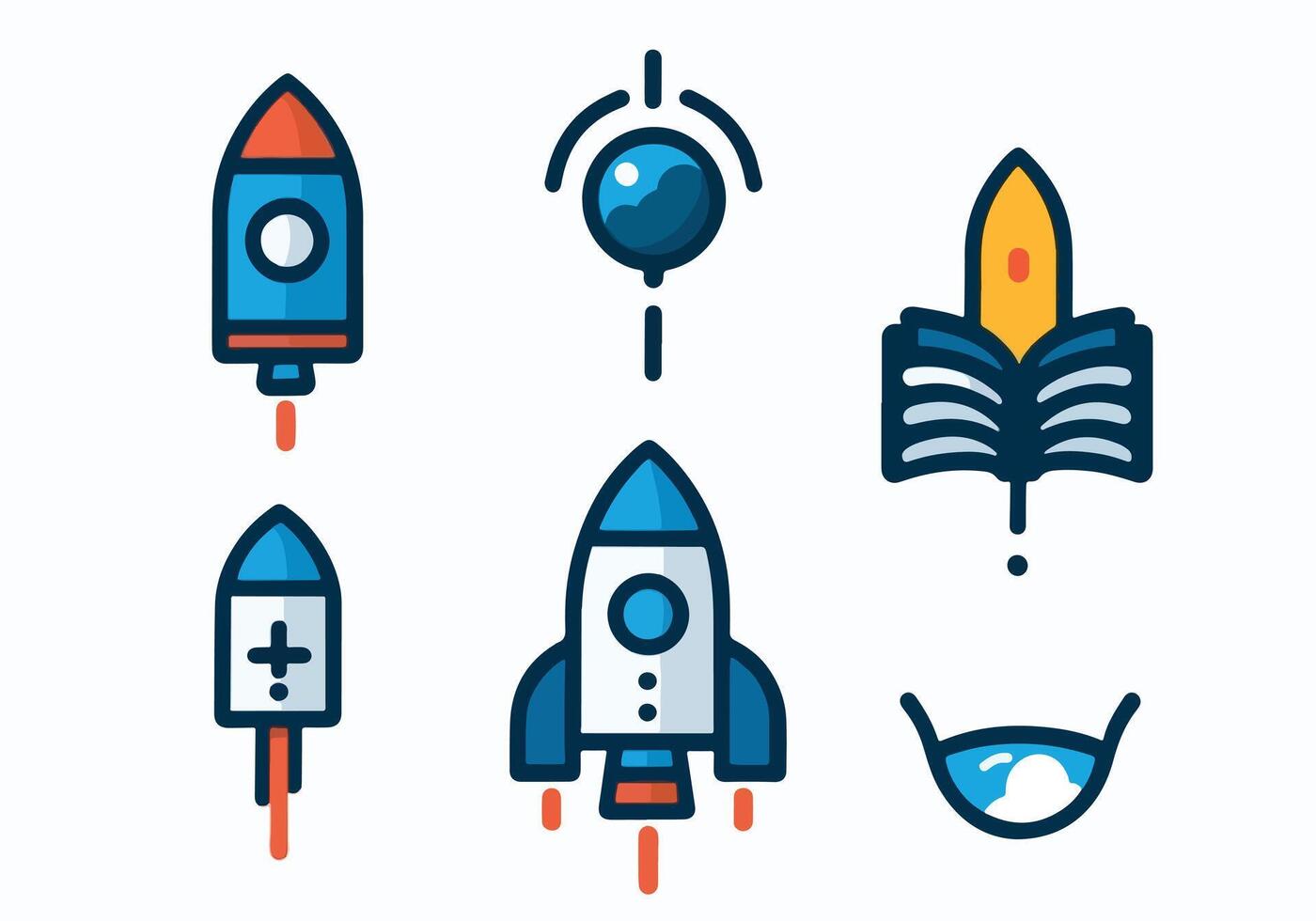 Illustration Design of Rocket and Book vector