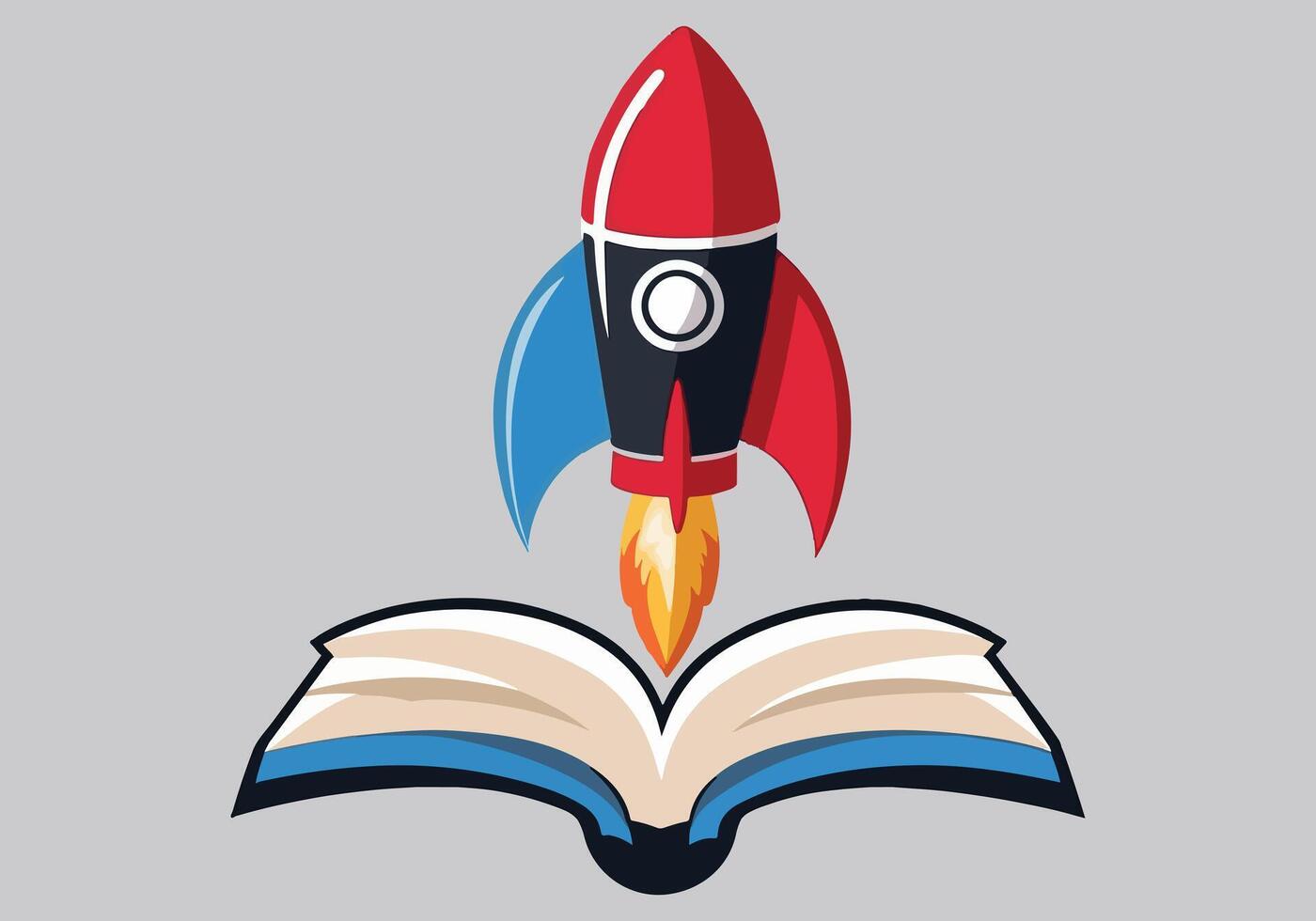 Illustration Design of Rocket and Book vector