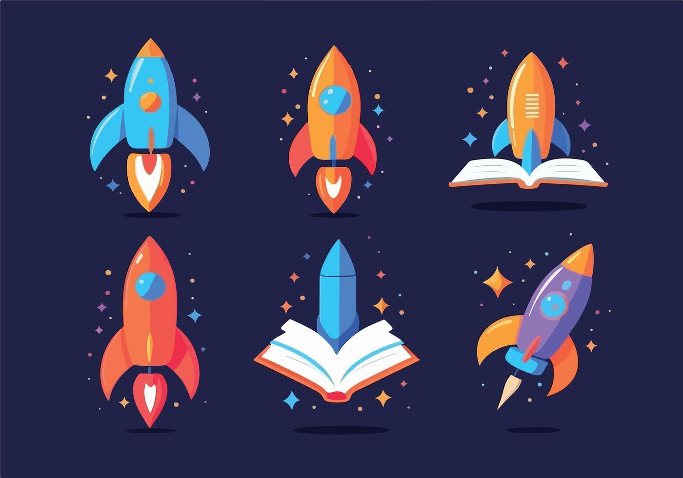 Illustration Design of Rocket and Book vector