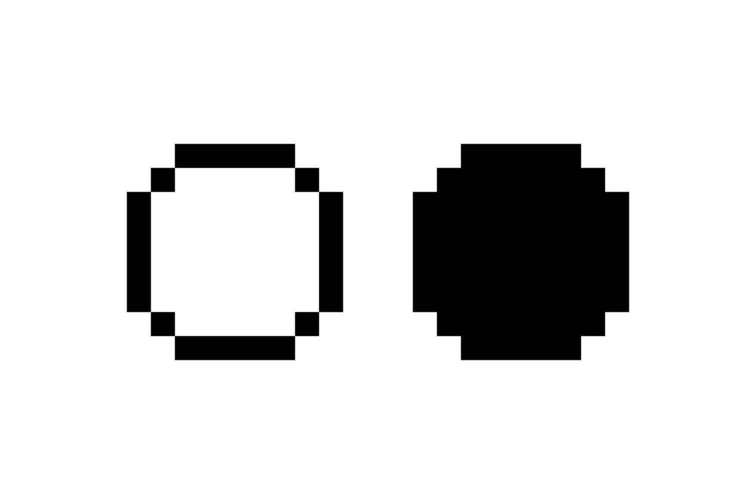 Pixel Art Circle and Filled Circle. icon. vector