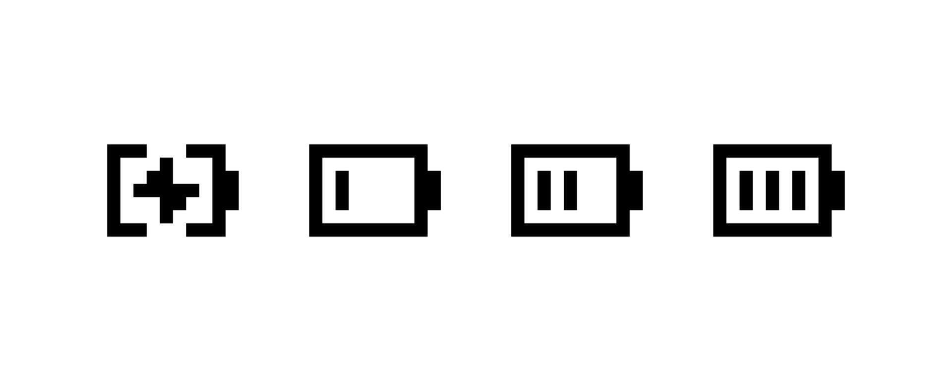 Pixel Art Battery Level. icon. vector