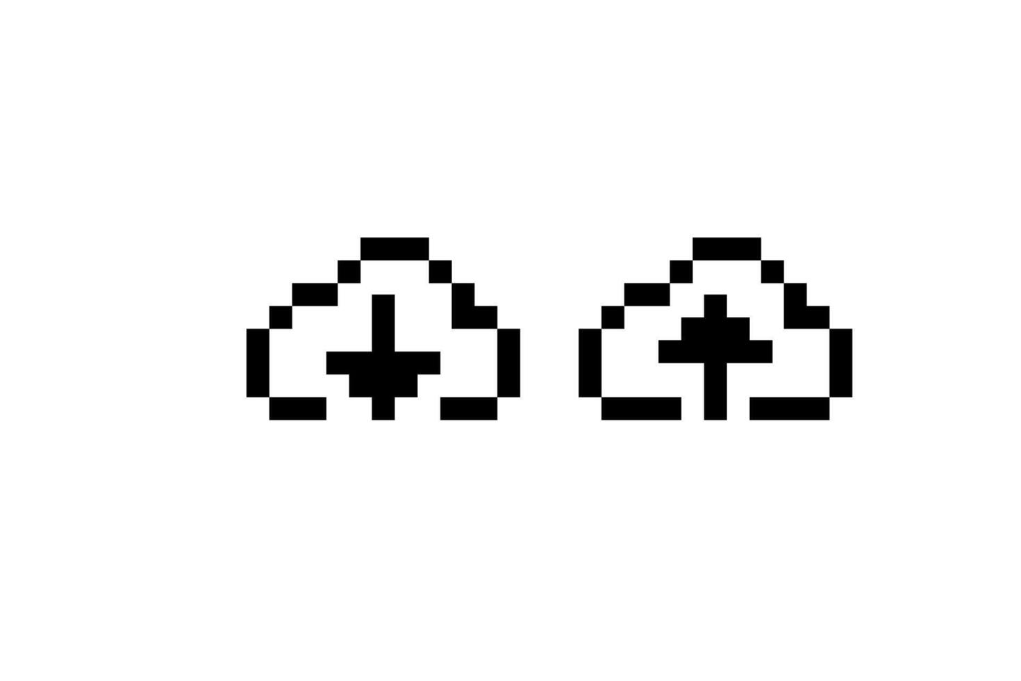Pixel cloud download and upload. icon. vector