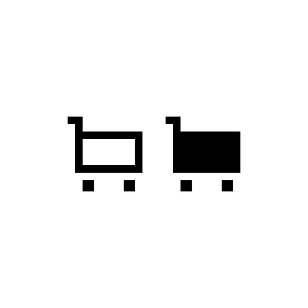 Pixel Art Shopping Cart. icon. vector