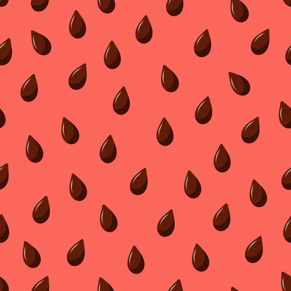 Watermelon seamless pattern with black seeds on red background. Summer fruit illustration. Tropical fruit background for baby fabric, kids textile, packaging, wrapping, scrapbook, wallpaper. vector
