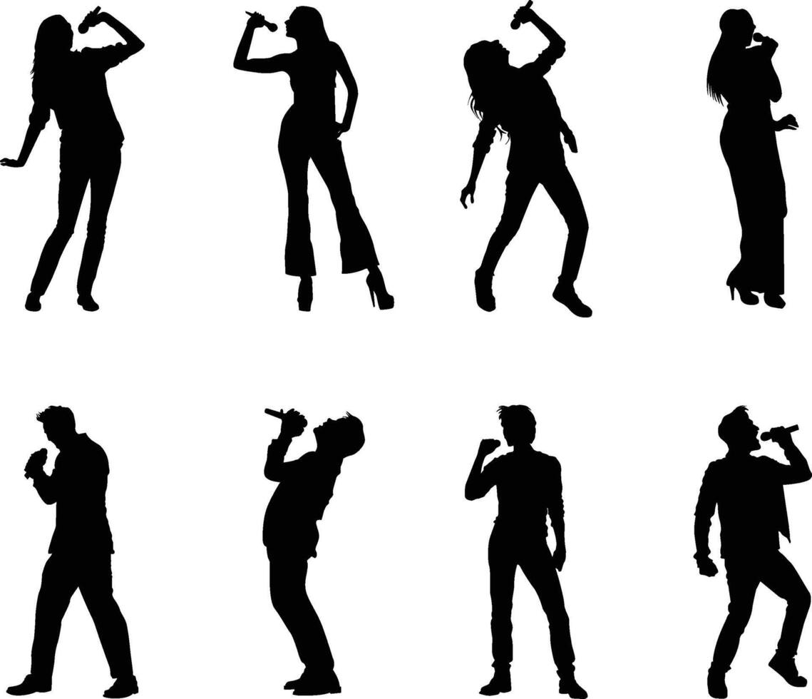 A silhouette collection of singers vector