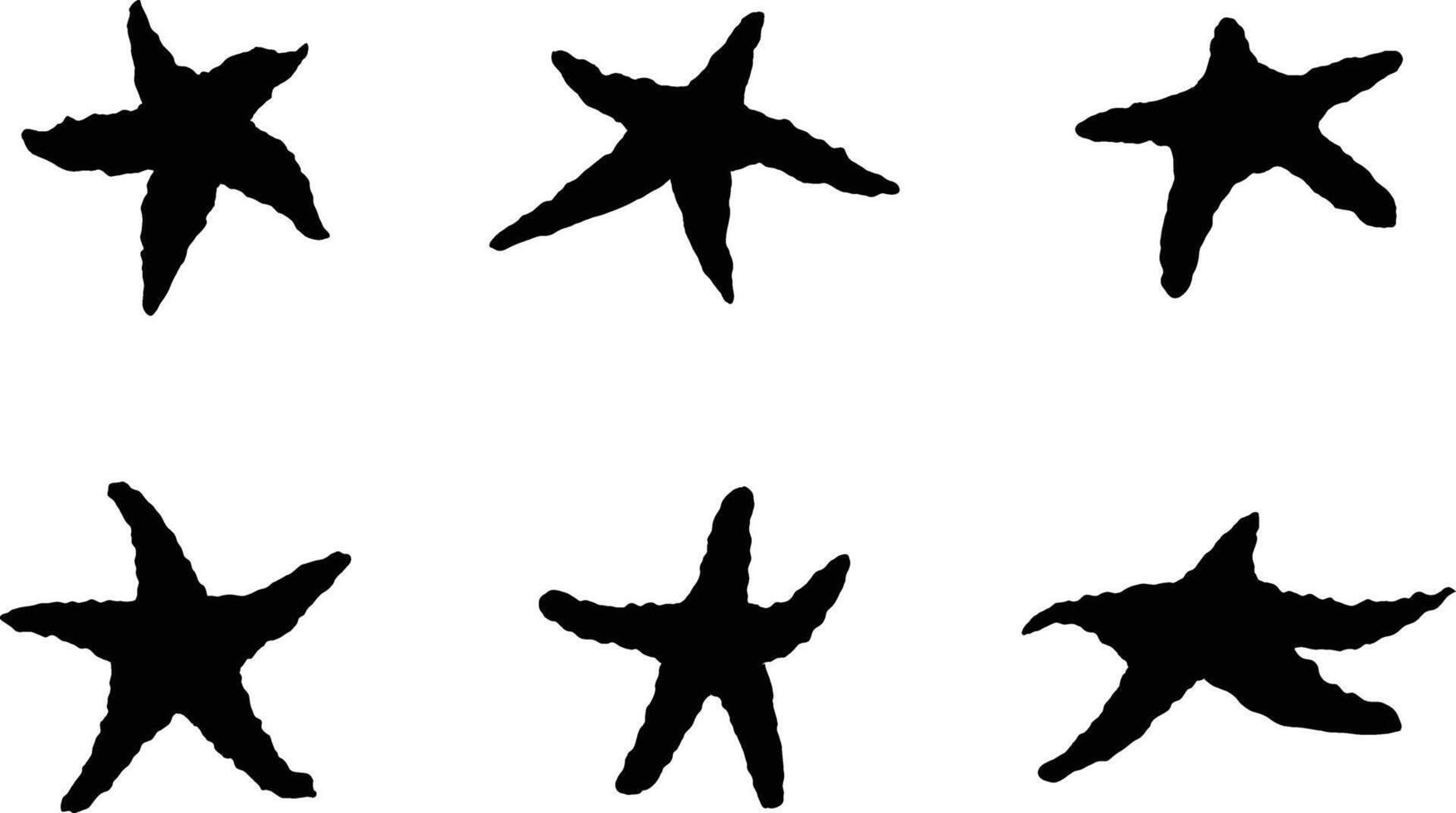 A silhouette collection of starfish in a variety of positions vector