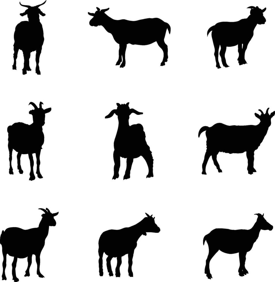 A collection of goat silhouettes for artwork compositions vector