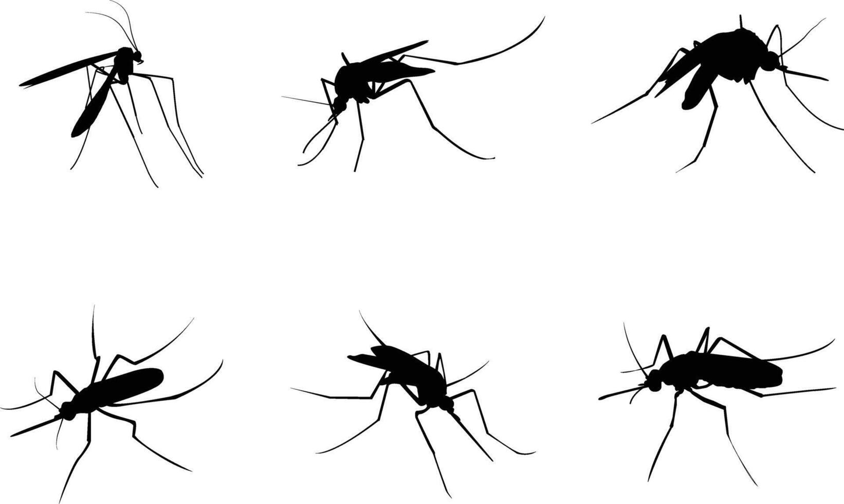A collection of mosquito bug silhouettes for artwork compositions vector