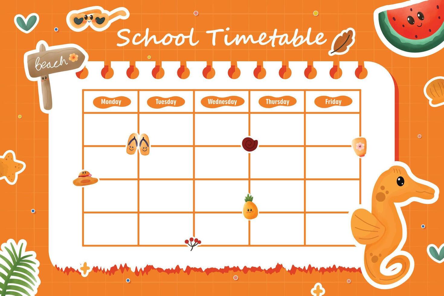 Back to School Timetable vector