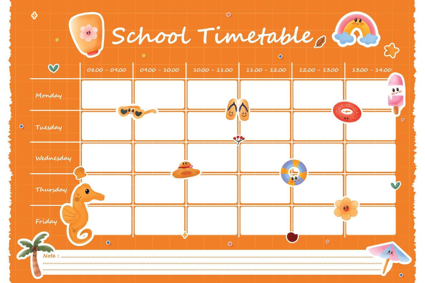 Back to School Timetable vector
