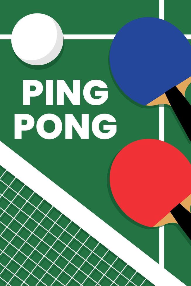 Ping pong poster template. Table, net and rackets for ping pong. Table tennis tournament, championship, advertising flyer. vector