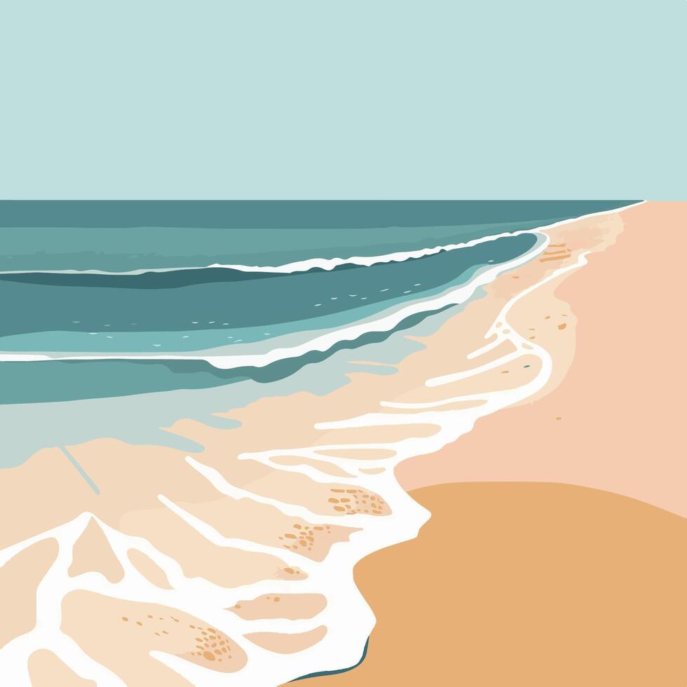 sandy beach with gentle waves vector