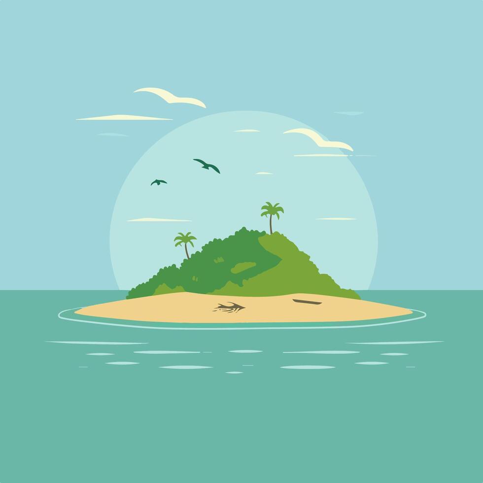 island surrounded by crystal-clear waters vector